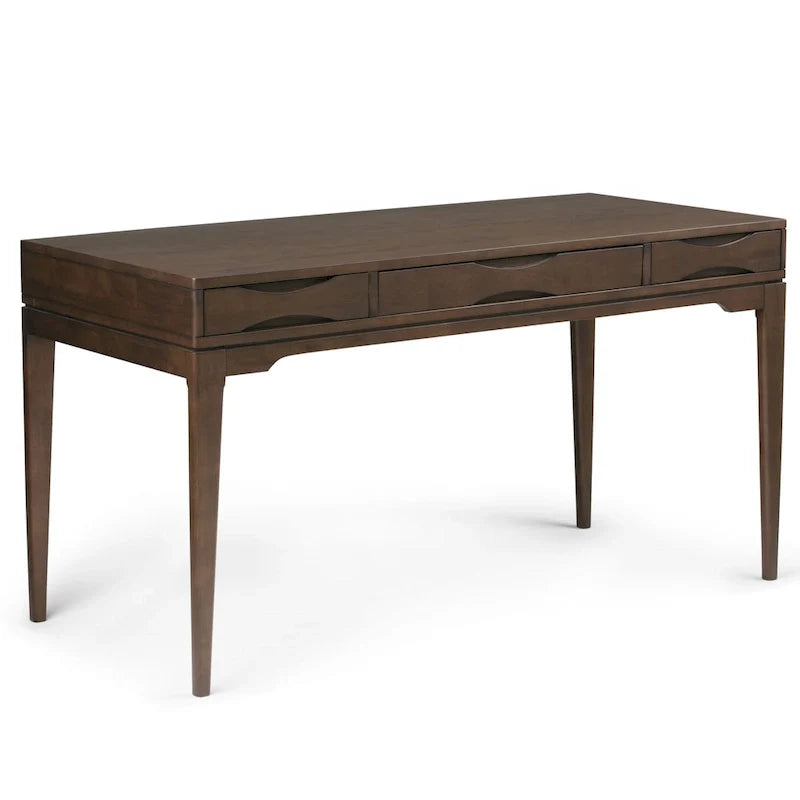 Bureau de travail style Mid-Century Modern en BOIS MASSIF de 60 pouces de largeur