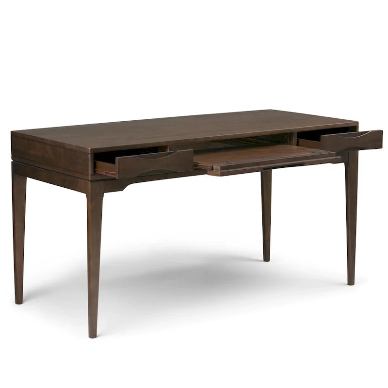 Bureau de travail style Mid-Century Modern en BOIS MASSIF de 60 pouces de largeur