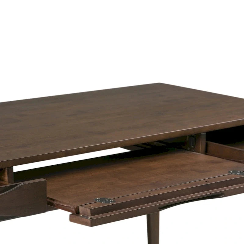 Bureau de travail style Mid-Century Modern en BOIS MASSIF de 60 pouces de largeur