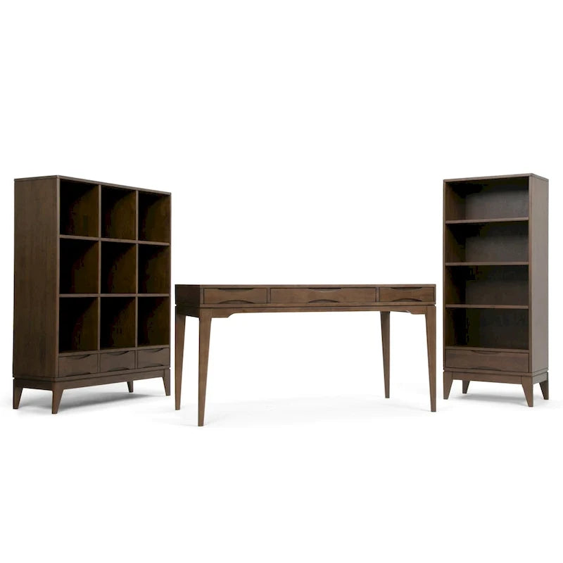 Bureau de travail style Mid-Century Modern en BOIS MASSIF de 60 pouces de largeur