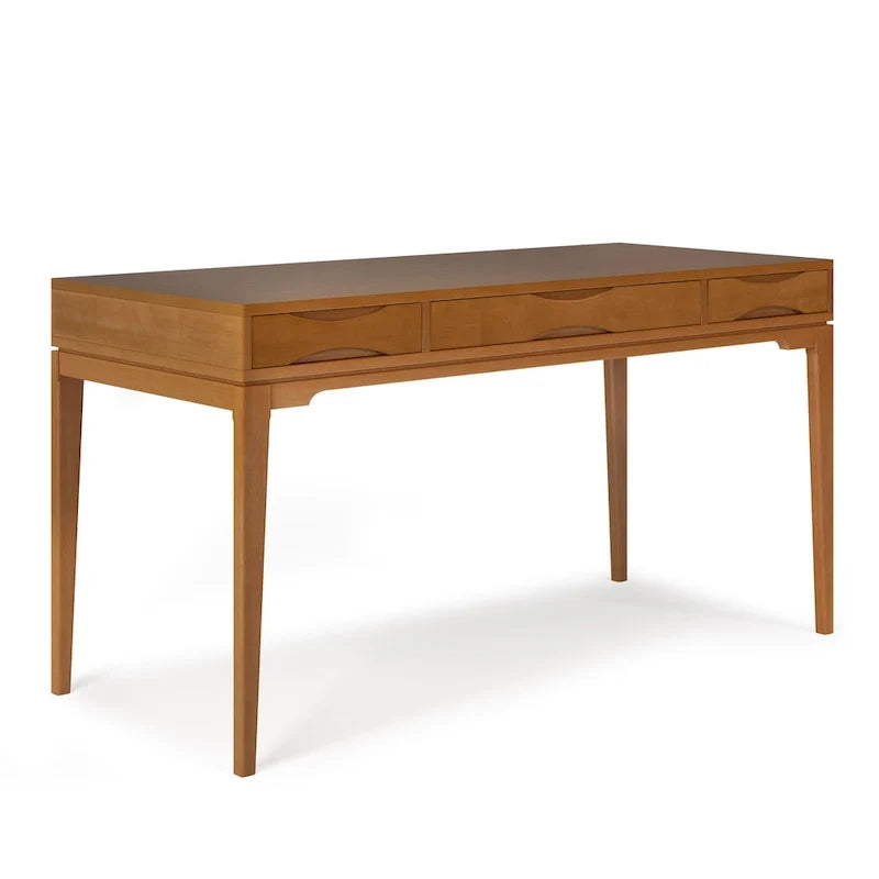 Bureau de travail style Mid-Century Modern en BOIS MASSIF de 60 pouces de largeur