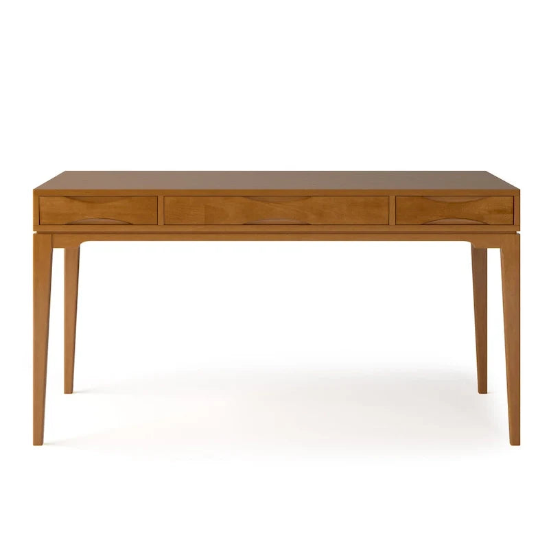 Bureau de travail style Mid-Century Modern en BOIS MASSIF de 60 pouces de largeur