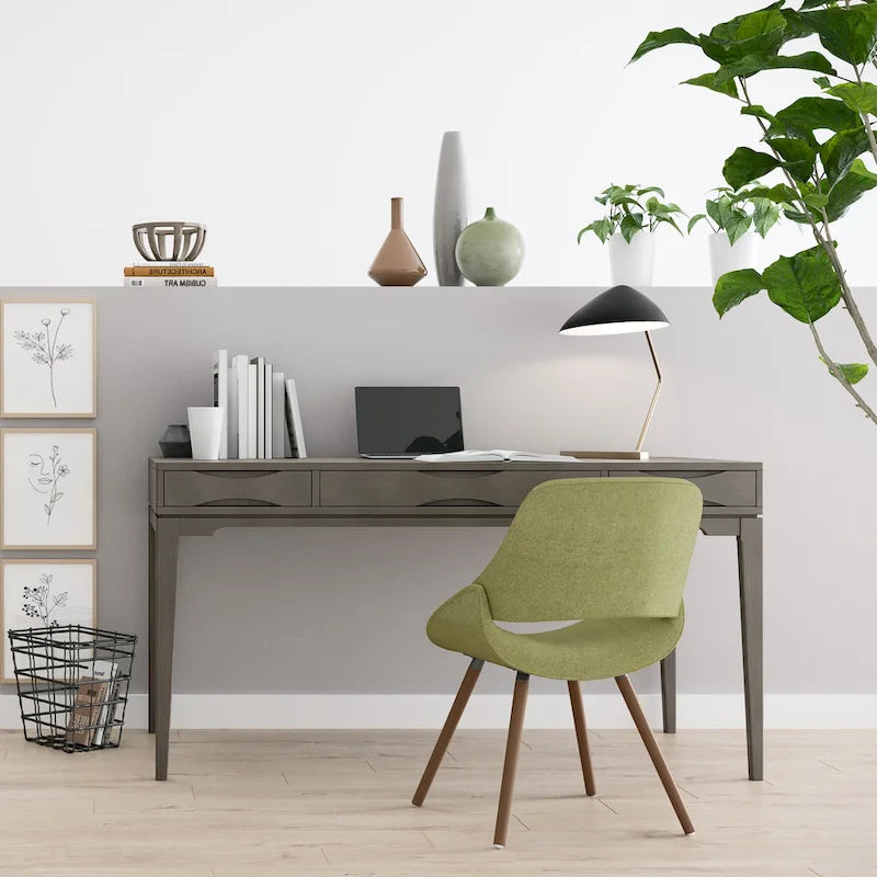 Bureau de travail style Mid-Century Modern en BOIS MASSIF de 60 pouces de largeur