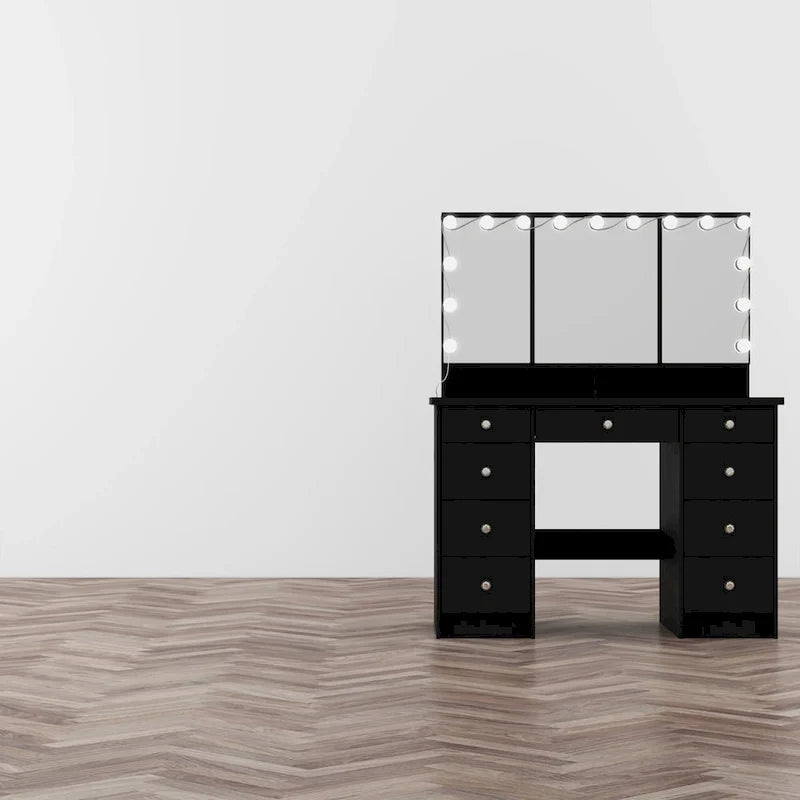 Coiffeuse 40.2W avec 3 Miroirs pour Maquillage