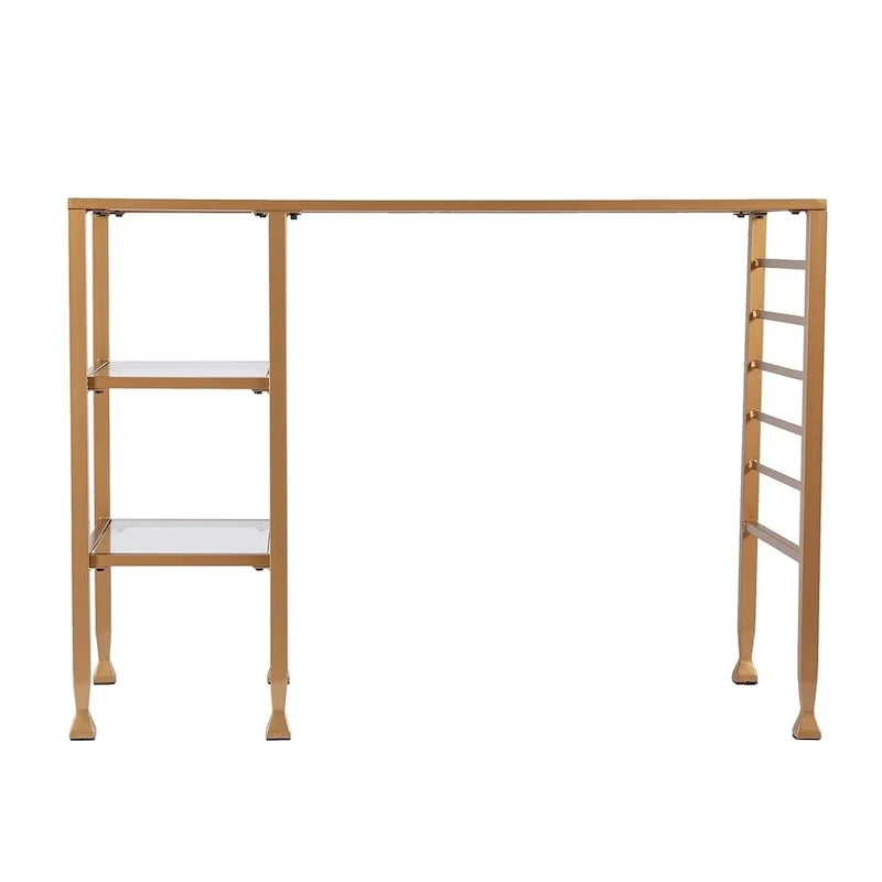 Bureau en métal doré et verre