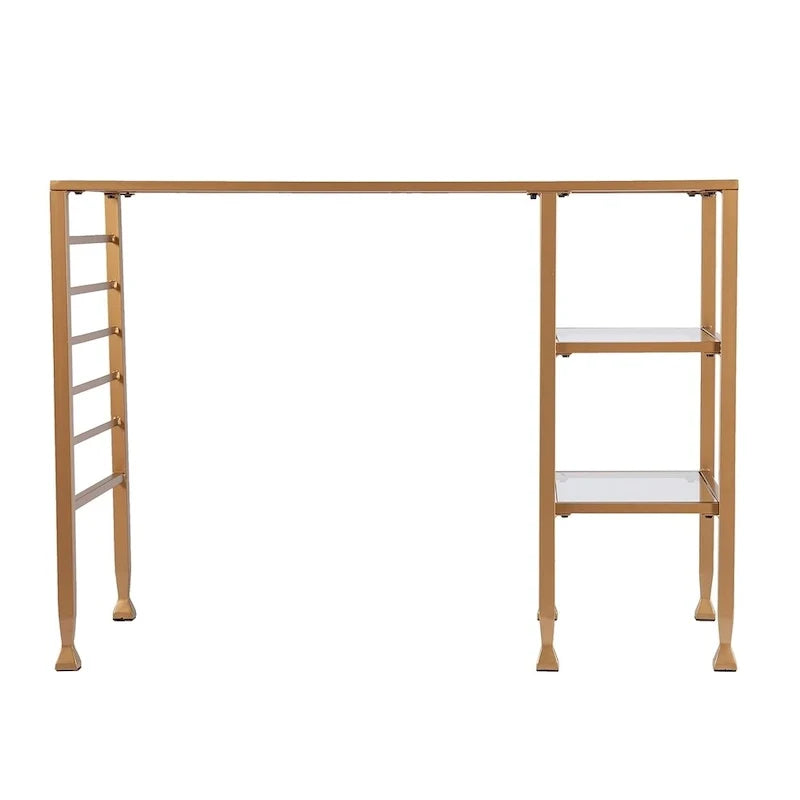 Bureau en métal doré et verre