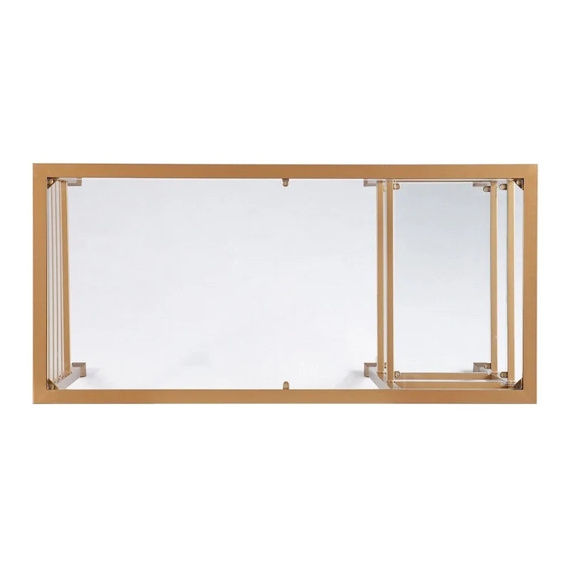 Bureau en métal doré et verre