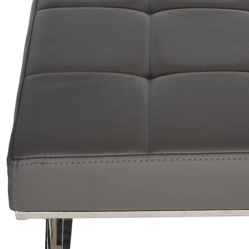 Banc capitonné gris « Modern Glam » – 109x46x46 cm
