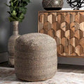 Pouf ottoman en jute tressé à chevrons