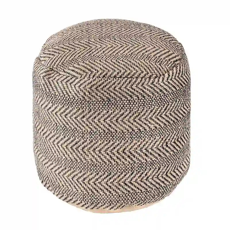 Pouf ottoman en jute tressé à chevrons