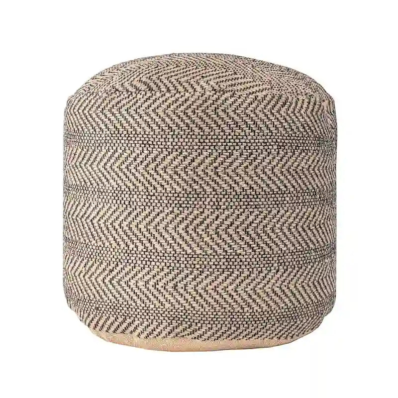 Pouf ottoman en jute tressé à chevrons