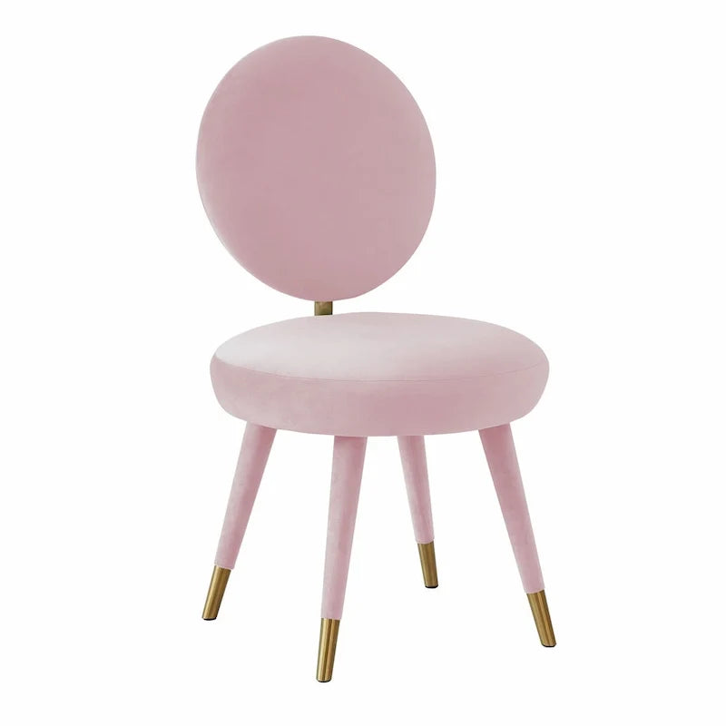 Chaise de salle à manger sans accoudoirs en velours à dossier ovale