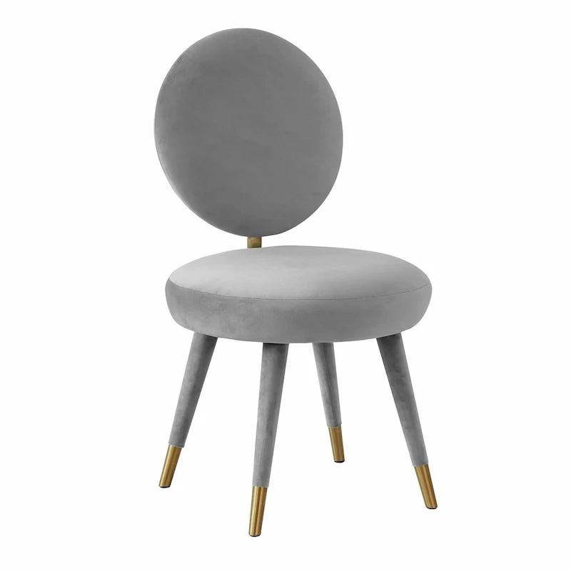 Chaise de salle à manger sans accoudoirs en velours à dossier ovale