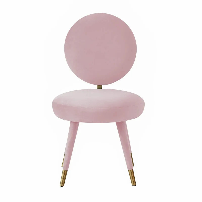 Chaise de salle à manger sans accoudoirs en velours à dossier ovale