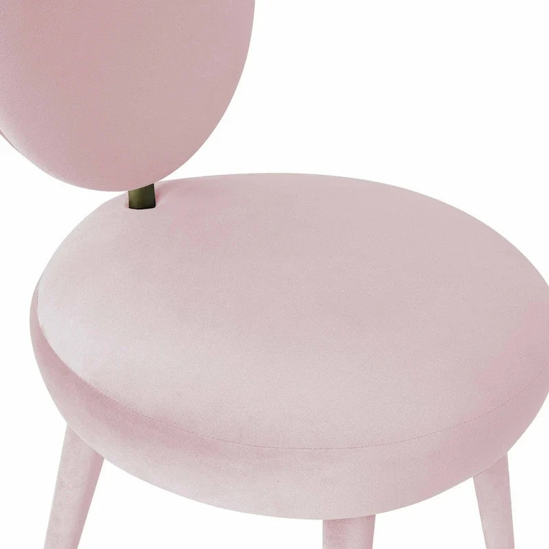 Chaise de salle à manger sans accoudoirs en velours à dossier ovale