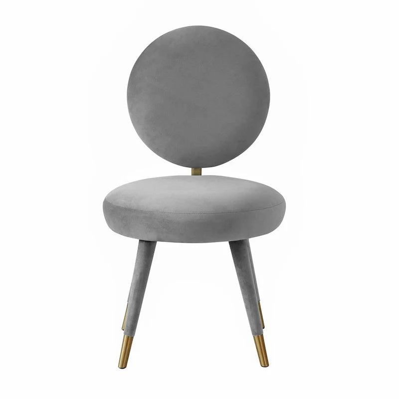 Chaise de salle à manger sans accoudoirs en velours à dossier ovale