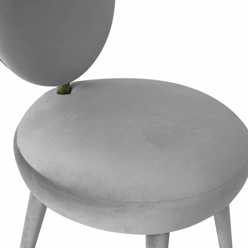 Chaise de salle à manger sans accoudoirs en velours à dossier ovale