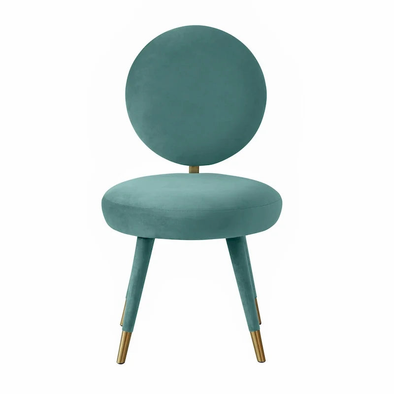 Chaise de salle à manger sans accoudoirs en velours à dossier ovale