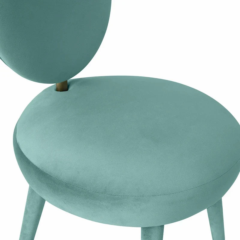 Chaise de salle à manger sans accoudoirs en velours à dossier ovale