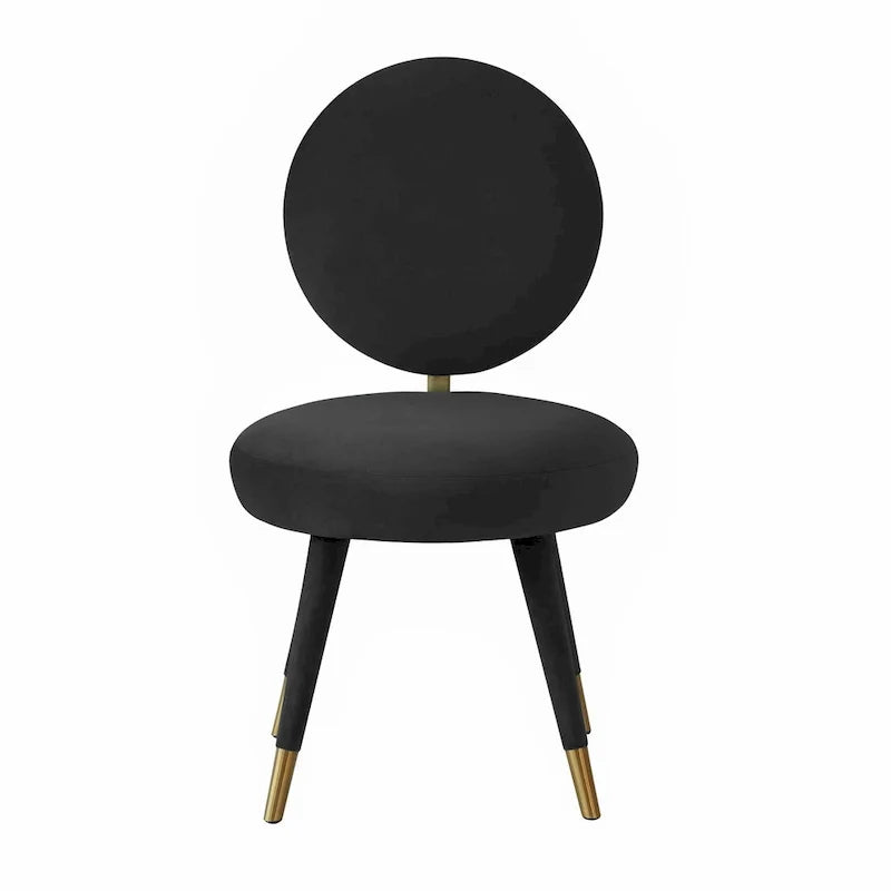 Chaise de salle à manger sans accoudoirs en velours à dossier ovale