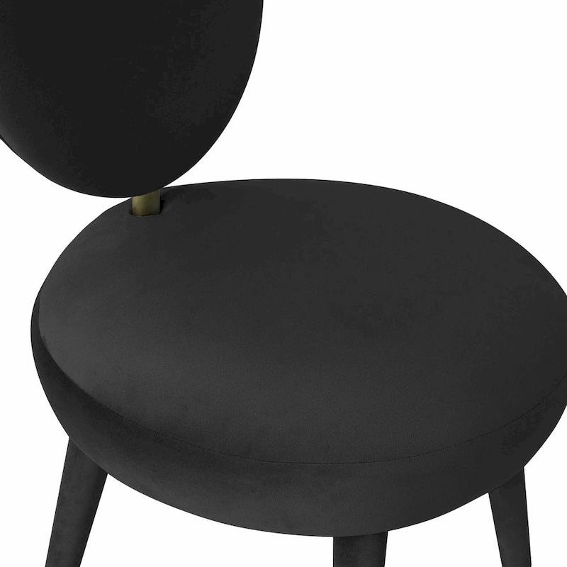 Chaise de salle à manger sans accoudoirs en velours à dossier ovale