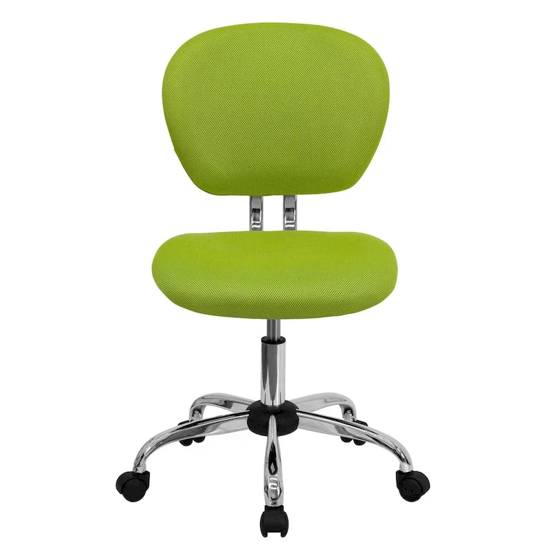 Chaise de bureau pivotante à roulettes, dossier mi-hauteur en maille filet, rembourrée, avec piètement chromé