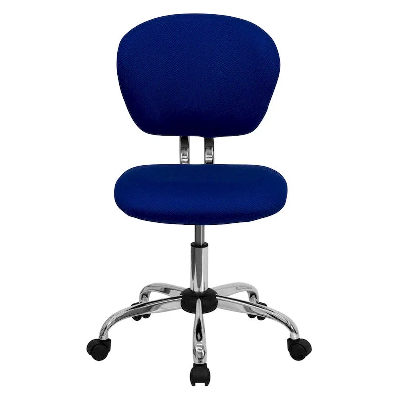 Chaise de bureau pivotante à roulettes, dossier mi-hauteur en maille filet, rembourrée, avec piètement chromé