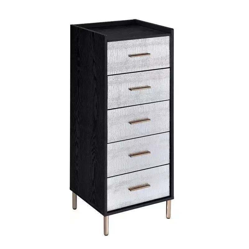 Armoire à bijoux 5 portes avec cadre en métal de 17 po, aucun assemblage requis