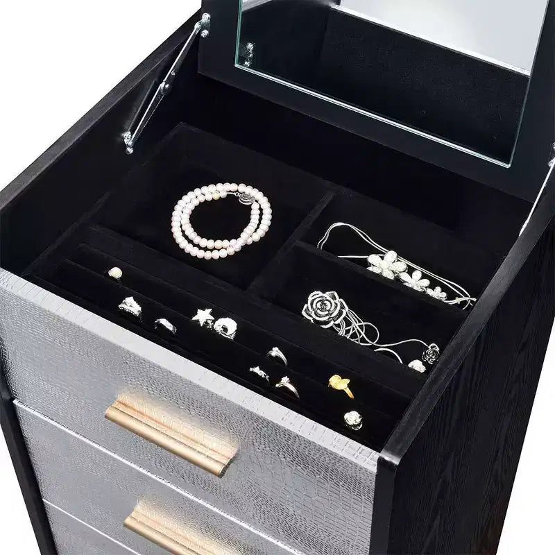 Armoire à bijoux 5 portes avec cadre en métal de 17 po, aucun assemblage requis