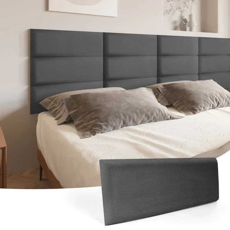Tête de lit adhésive 9,84 x 23,62, lot de 12, panneaux muraux 3D insonorisants, panneau mural rembourré