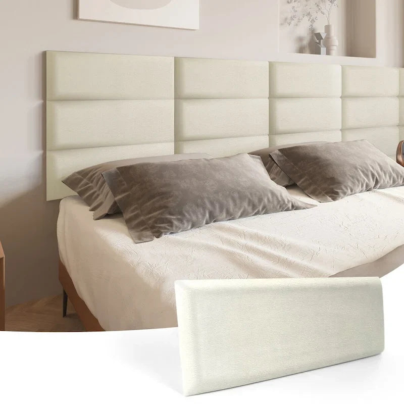 Tête de lit adhésive 9,84 x 23,62, lot de 12, panneaux muraux 3D insonorisants, panneau mural rembourré