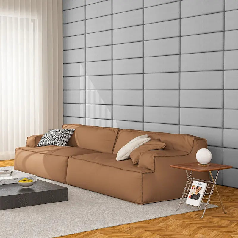 Tête de lit adhésive 9,84 x 23,62, lot de 12, panneaux muraux 3D insonorisants, panneau mural rembourré