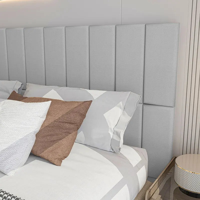 Tête de lit adhésive 9,84 x 23,62, lot de 12, panneaux muraux 3D insonorisants, panneau mural rembourré