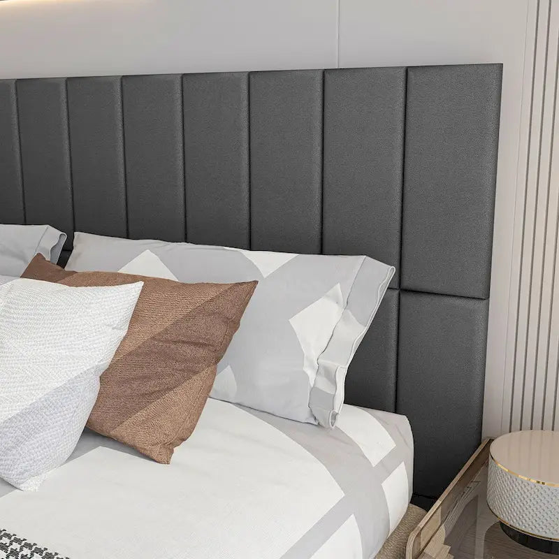 Tête de lit adhésive 9,84 x 23,62, lot de 12, panneaux muraux 3D insonorisants, panneau mural rembourré