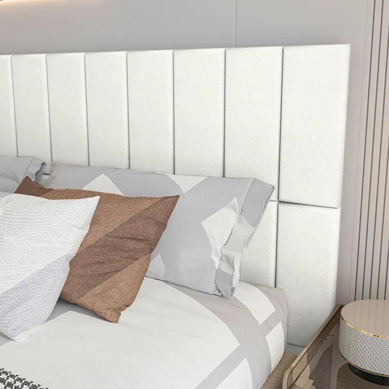 Tête de lit adhésive 9,84 x 23,62, lot de 12, panneaux muraux 3D insonorisants, panneau mural rembourré