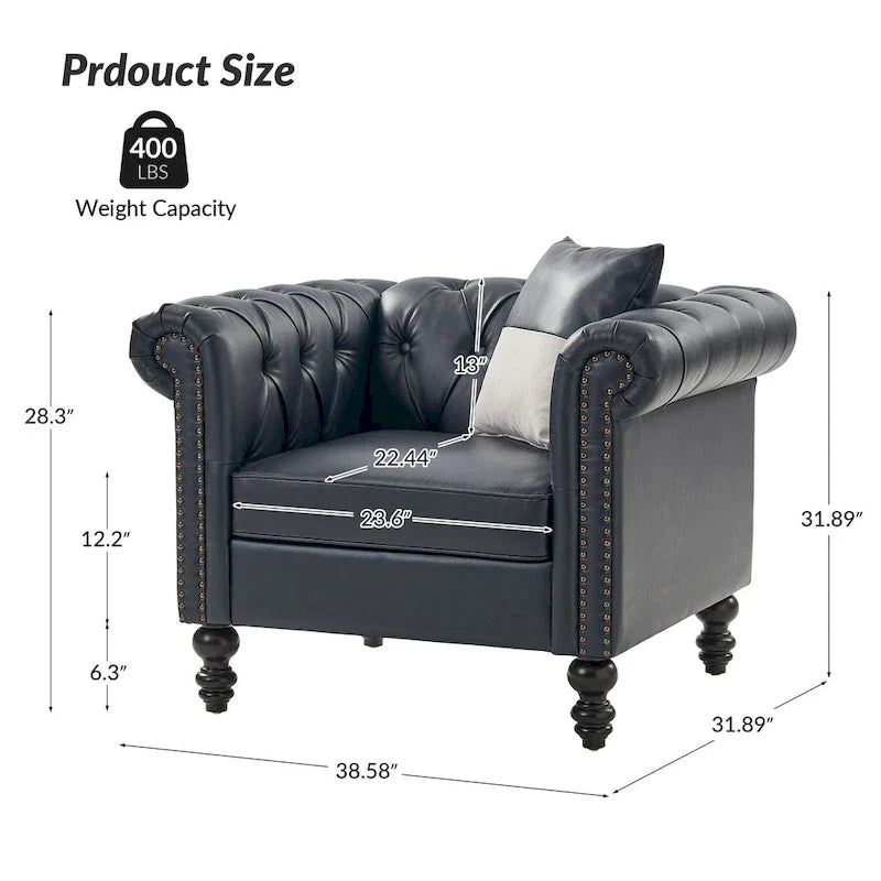 Fauteuil rembourré traditionnel avec pieds en bois massif par