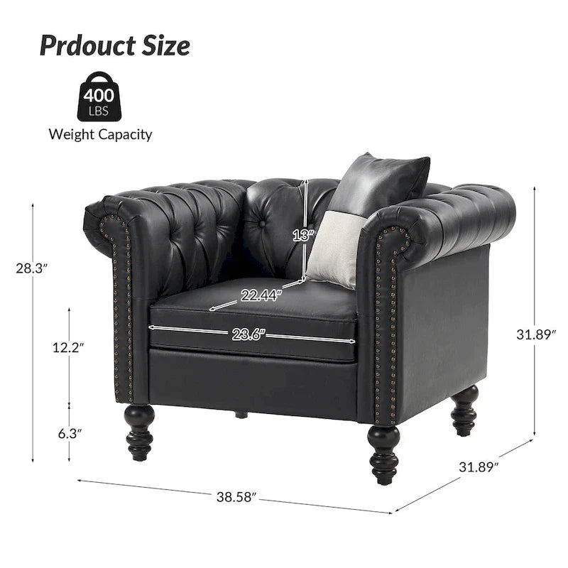 Fauteuil rembourré traditionnel avec pieds en bois massif par