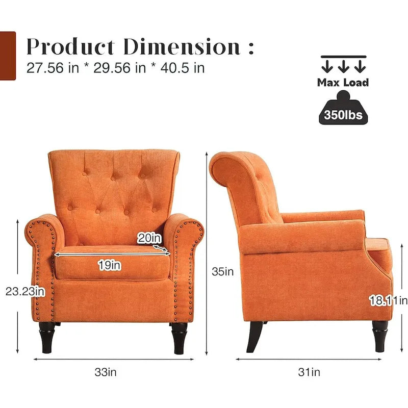 Lot de 2 fauteuils d'appoint à bras enroulés, rembourrés et à motifs floraux avec garniture à clous