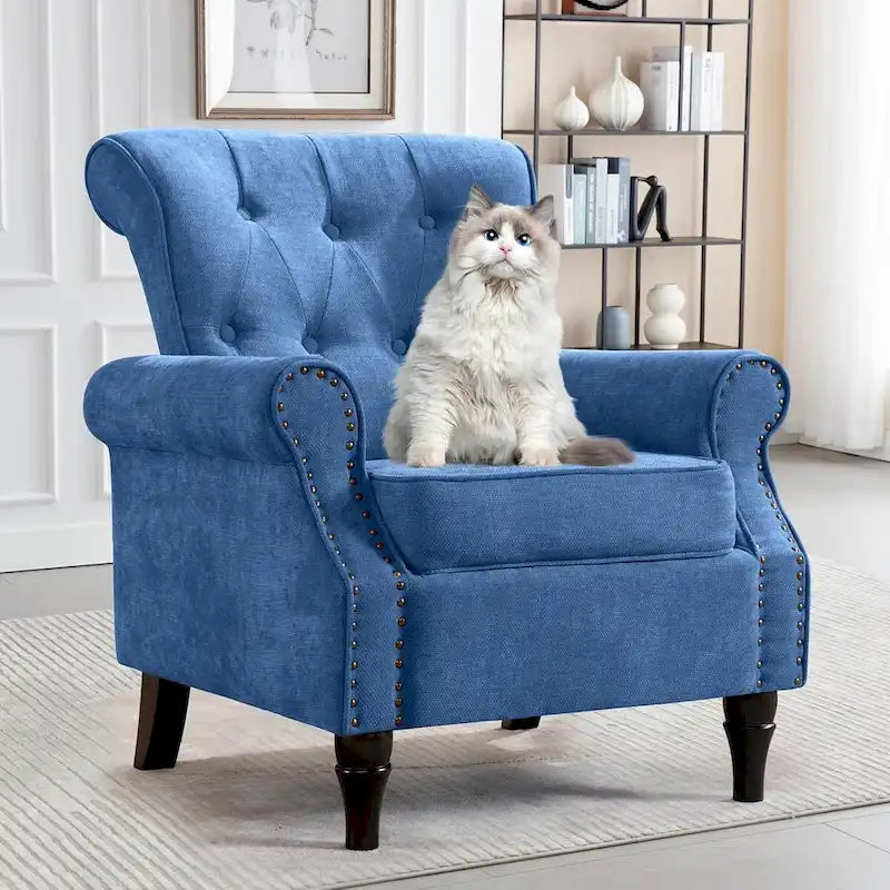Lot de 2 fauteuils d'appoint à bras enroulés, rembourrés et à motifs floraux avec garniture à clous