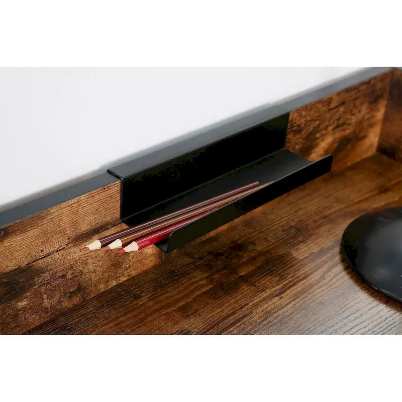 Bureau d'ordinateur de 48 po avec tiroirs, bureau d'étude et d'écriture compact en bois moderne avec panneau de confidentialité et rangement