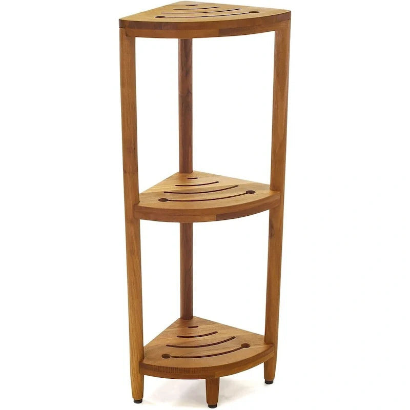 Étagère d'angle de douche à trois niveaux en teck, modèle original