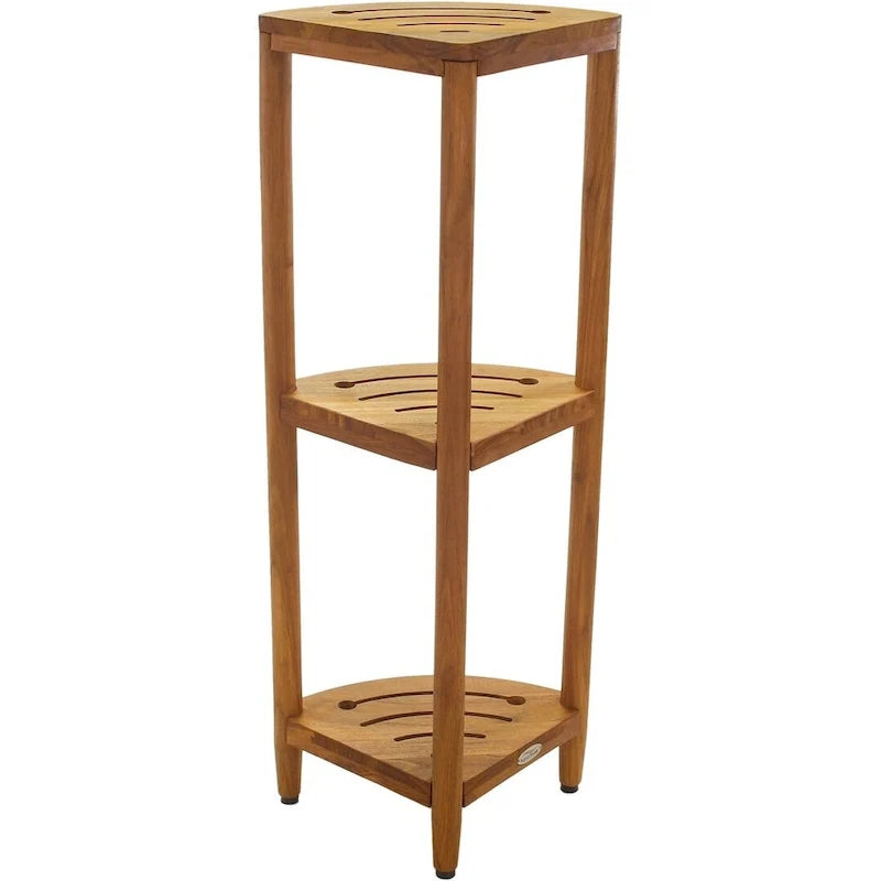 Étagère d'angle de douche à trois niveaux en teck, modèle original