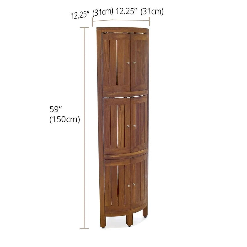 Étagère d'angle de douche à trois niveaux en teck, modèle original