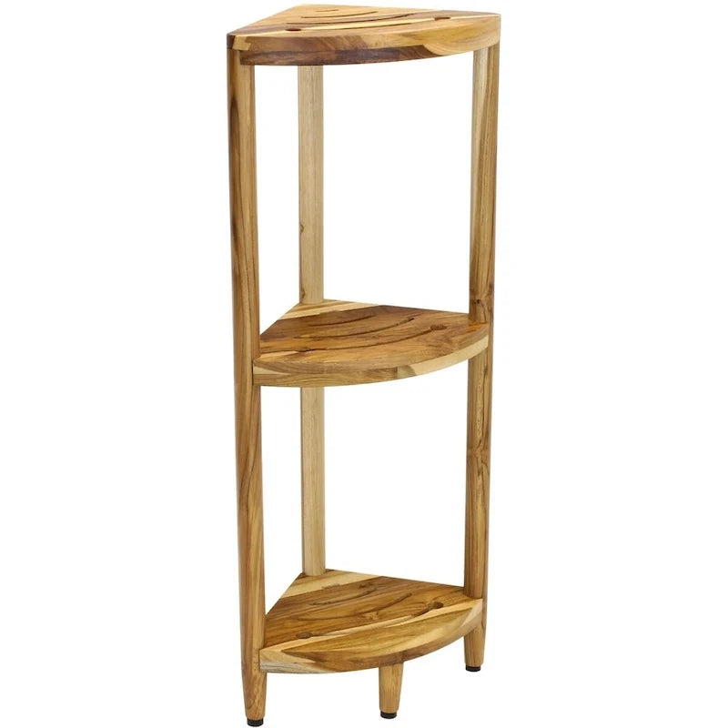 Étagère d'angle de douche à trois niveaux en teck, modèle original