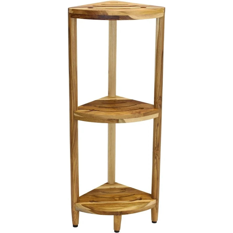 Étagère d'angle de douche à trois niveaux en teck, modèle original