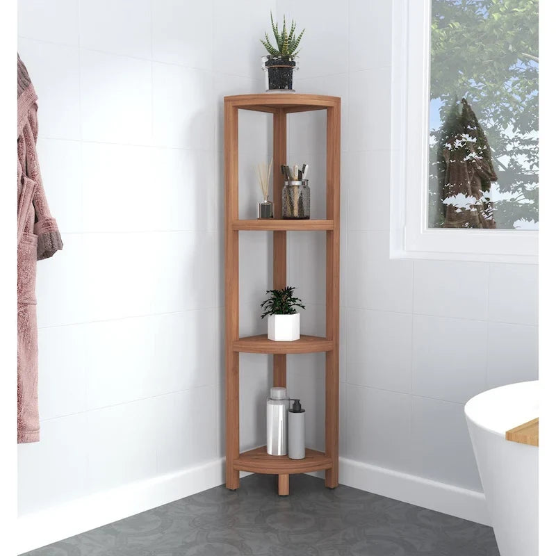 Étagère d'angle de douche à trois niveaux en teck, modèle original